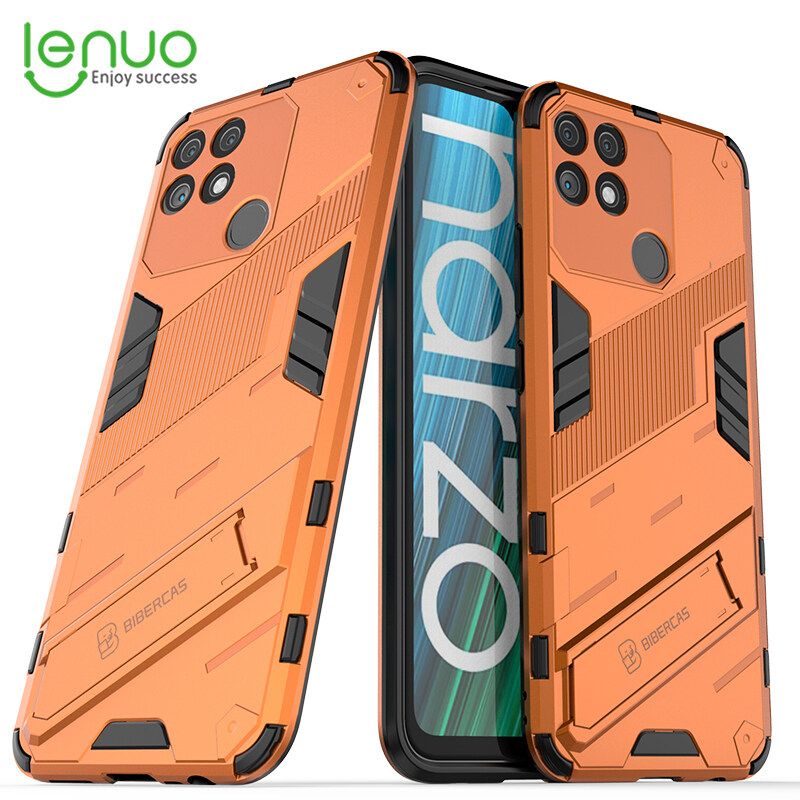 Lenuo Punk-Casing For Realme Narzo 50A Back Cover Eight-Color Anti-Fall And Anti-Slip Phone Bracket Lens Protection Cover Lovers Case