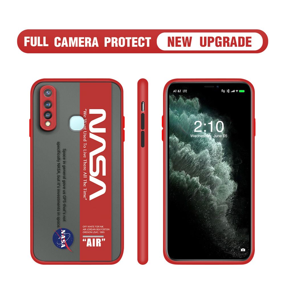 Hontinga for Vivo Y19 Case Astronaut Space Logo Cases Edge Frosted Transparent Phone Cover