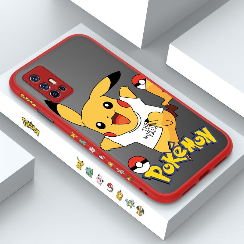 ZeroQiQi for Vivo V19 Neo Case White Clothes Pikachu Side Printing Cover Frosted Ultra Thin Protective Anti Fall Phone Case