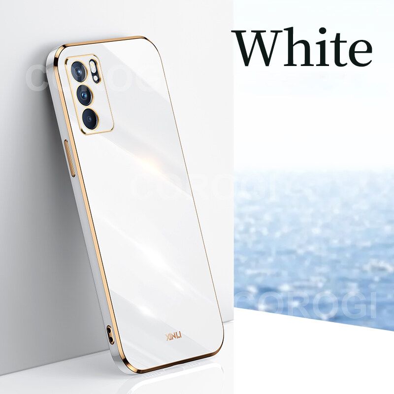 For OPPO A16 Cover Fashion Shiny Plating Square Bumper Slim Phone Case Soft TPU Silicone Shockproof Protective Back Cover