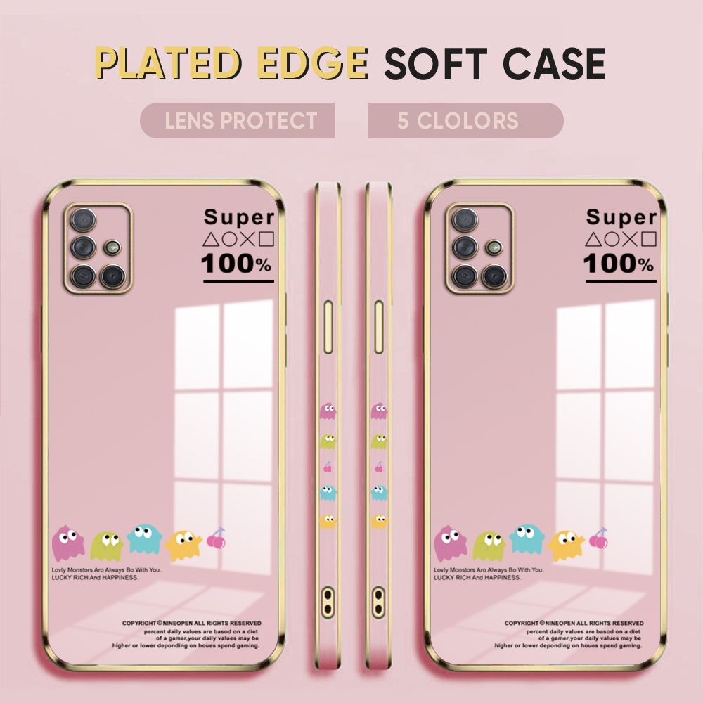 Luxury 6D Plating Case for Samsung A71 4G Back Cover Game Little Monster Side Pattern Soft Silicone Square Phone Cases