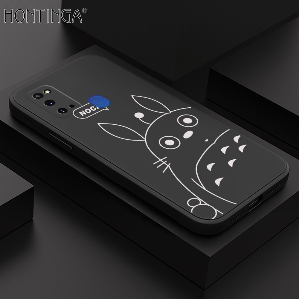Hontinga for Samsung M31 Case Cartoon Cute Totoro Pattern Back Cover Soft Square Edge Liquid Silicone Phone Cases