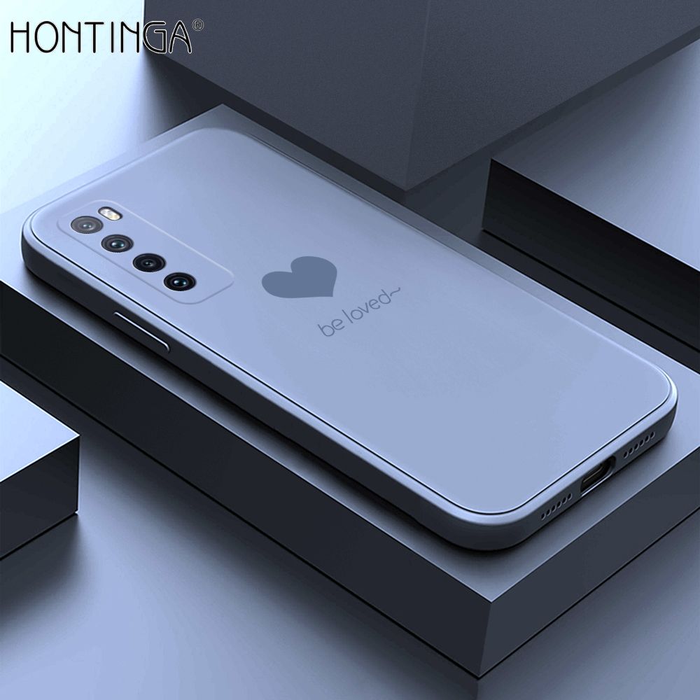 Hontinga for Huawei Nova 7 Case Simple Lover Heart Pattern Back Cover Soft Square Edge Liquid Silicone Phone Cases