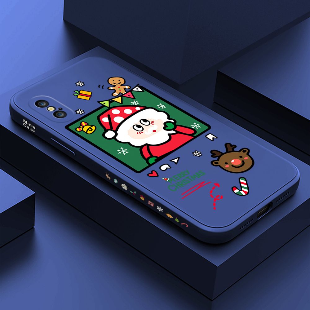 ZeroQiQi for iPhone XS Case Santa Claus Christmas Gifts Side Printing Cases Soft Liquid Silicone Phone Cover