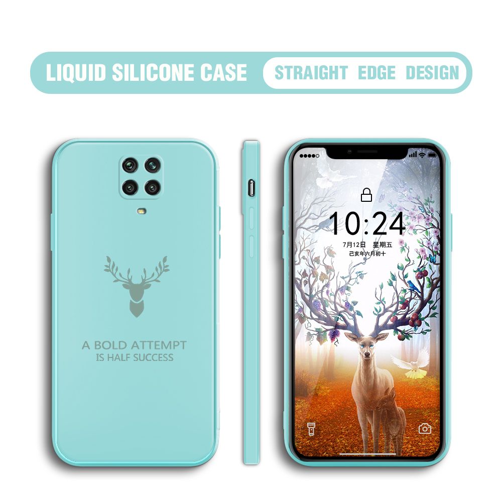 BILI for Redmi Note 9S / Note 9 Pro Back Cover Simple Antlers Ultra Thin Soft Luxury Square Multicolor Liquid Silicone Phone Case