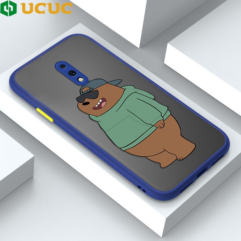 UCUC for OnePlus 7 Back Cover Sunglasses Bear Frosted Transparent Hard Phone Case Thin Shockproof Full Cover Camera Protect Case