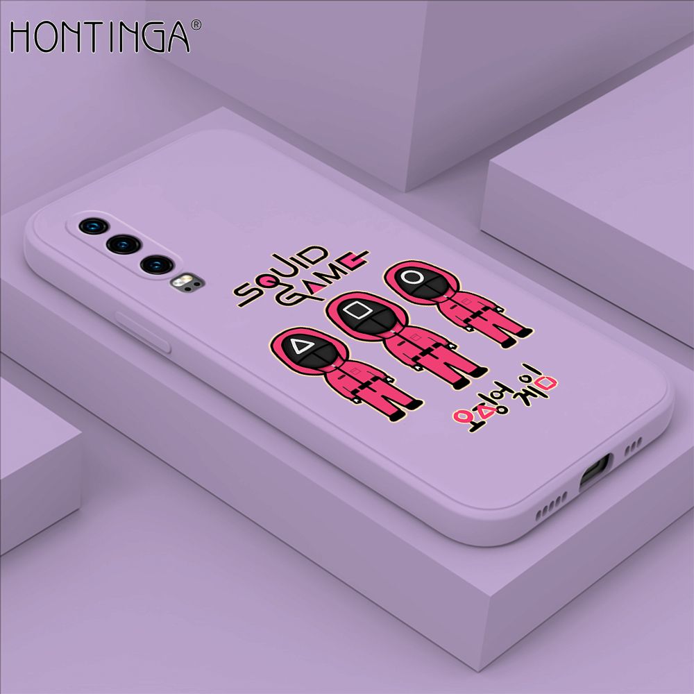 Hontinga for Huawei P30 Case Trend Cartoon Korean Squid Phone Cover Liquid Silicone Case Phone Protective Case