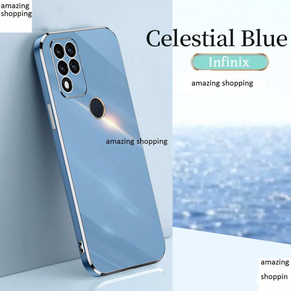 For Infinix Hot 10S Back Cover Luxury 6D Plating Frame Shiny Bling Case Soft Silicone Square Phone Cases - Phone Back Cover