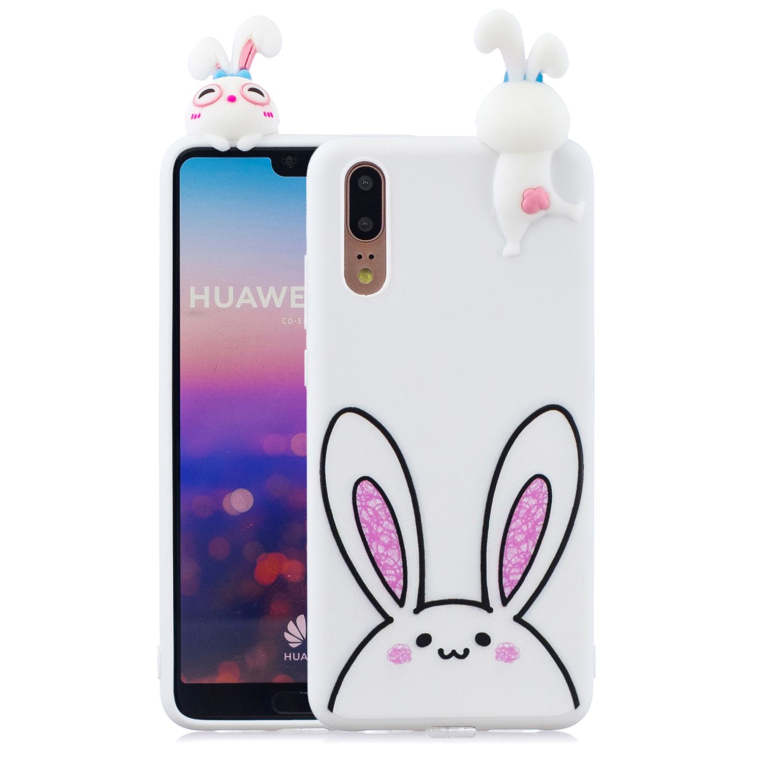 Yfashion For HUAWEI P20 3D Cartoon Lovely Coloured Painted Soft PU Back Cover Non-slip Shockproof Full Protective Case