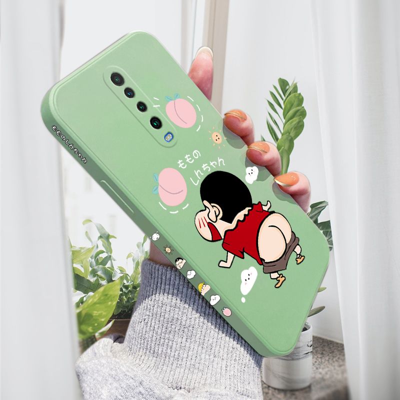 AMORVOR for Redmi K30 Back Cover Cute Cartoon Crayon Shin-Chan Side design Soft Case Liquid Silicone Phone Cases