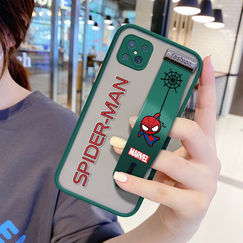 UCUC for OPPO Reno4 Z 5G Wrist Strap Case Superhero Spider Superman Wristband Printing Cover Shockproof Frosted Phone Case