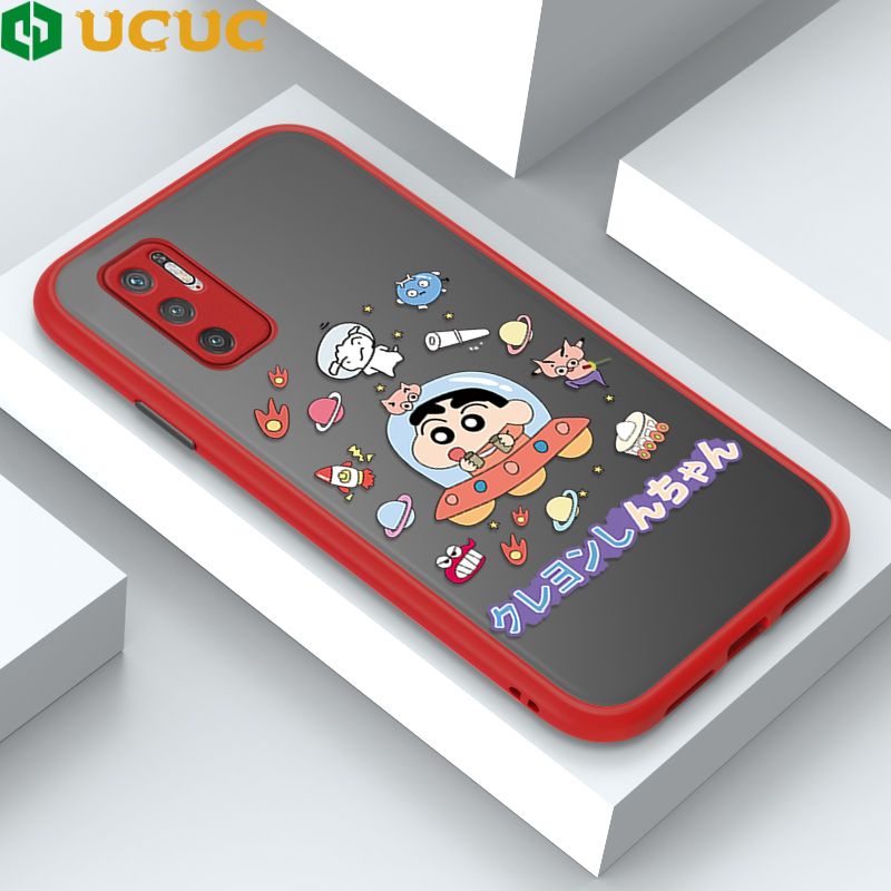 UCUC for Xiaomi Poco M3 Pro / Redmi Note 10 5G Back Cover Spaceship Shinchan Frosted Transparent Hard Phone Case Thin Shockproof Full Cover Camera Protect Case