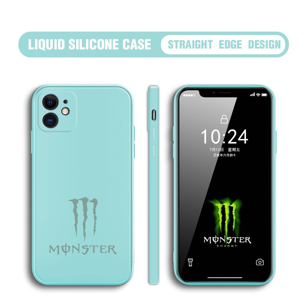 BILI for iPhone 12 Back Cover The Claw Of Devil Multicolor Liquid Silicone Phone Case Soft Square Lens Protection Phone Cases