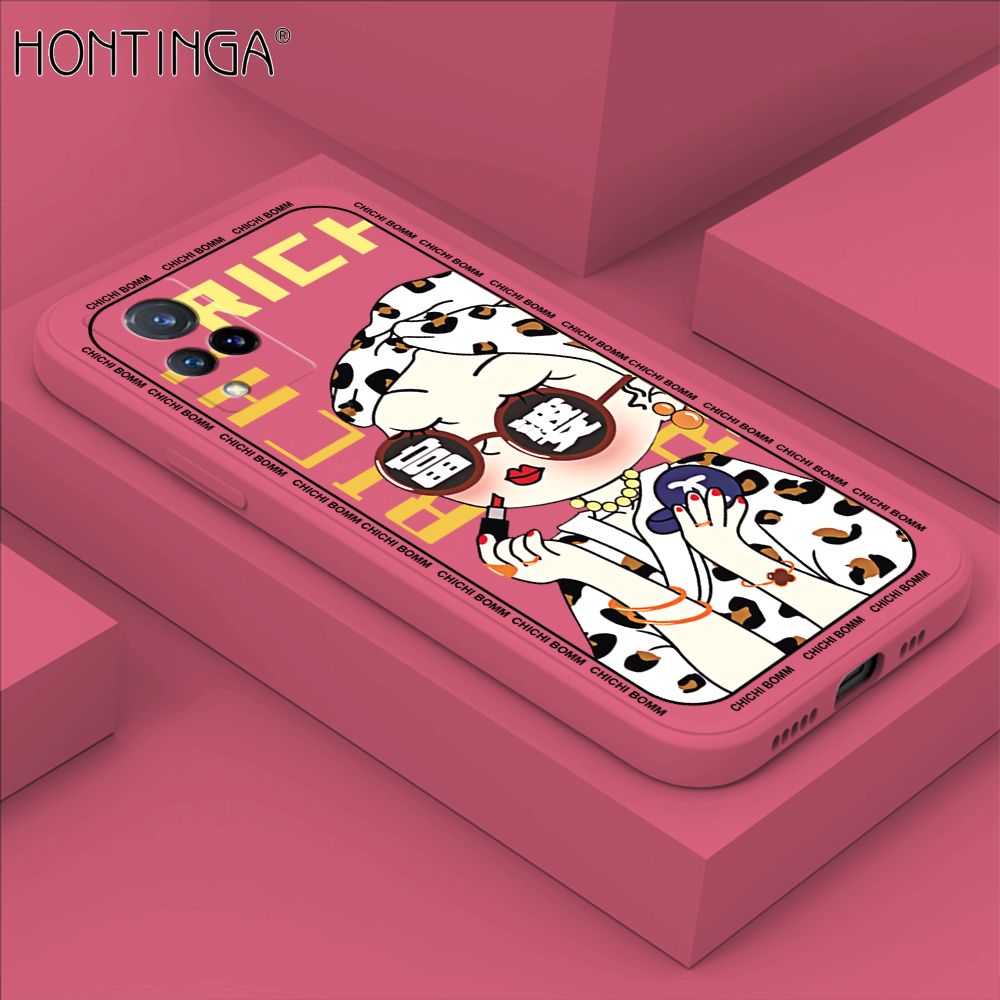 Hontinga for Vivo V21 5G Case Fashion Sunglasses Rich Girl Phone Case Phone Case Soft Square Edge Silicone Cases Full Lens Cover Shockproof Protection Cover