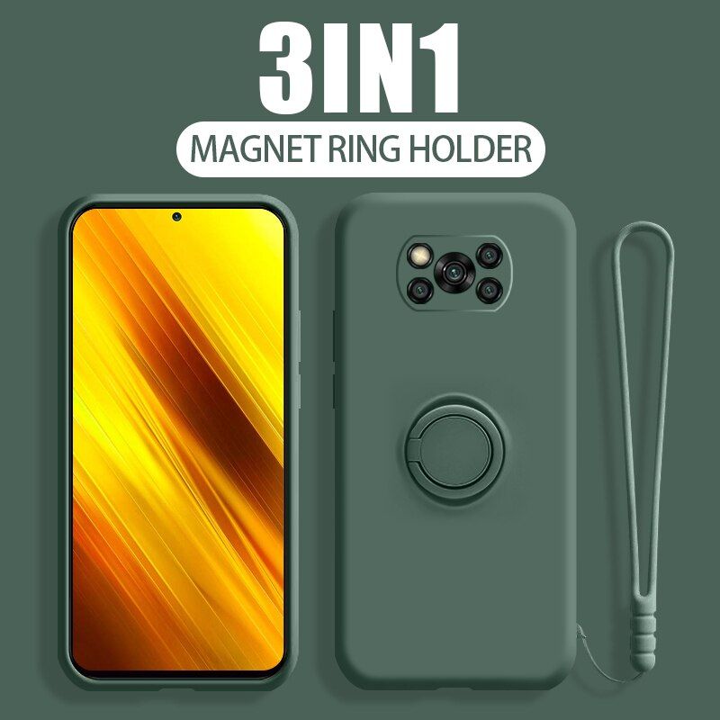 Poco X3 Pro NFC Case  Silicone Ring Holder Camera Protector Back Covers For Xiaomi Pocophone Pocox3 Pro NFC Poco X 3 Pro