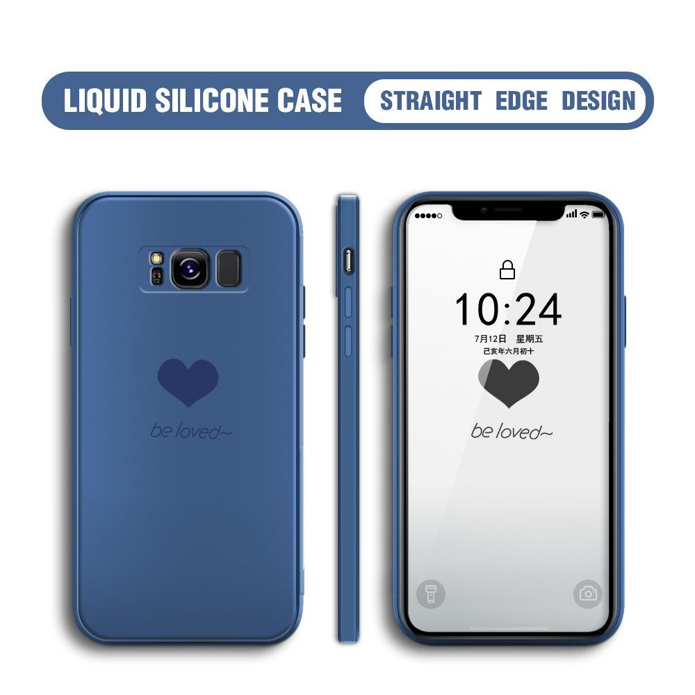 Jizetin for Samsung Galaxy S8 Back Cover Little Love Multicolor Liquid Silicone Phone Case Soft Square Lens Protection Phone Cases