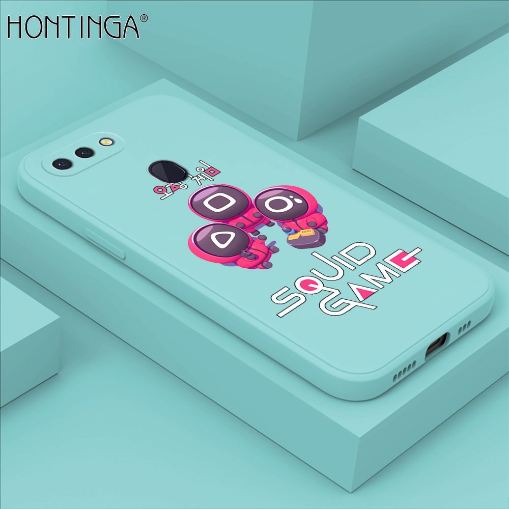Hontinga for OPPO R15 Pro Case Cute Cartoon Cute Squid Character Phone Cover Square Liquid Silicone Shockproof Phone Protective Case