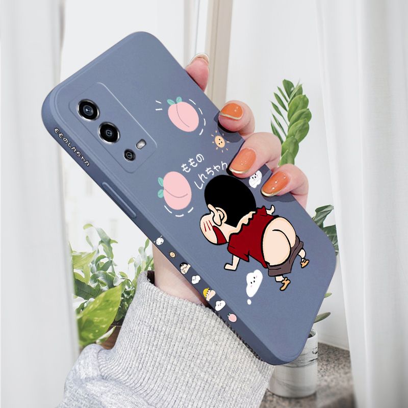 AMORVOR for OPPO A55 Back Cover Cute Cartoon Crayon Shin-Chan Side design Soft Case Liquid Silicone Phone Cases