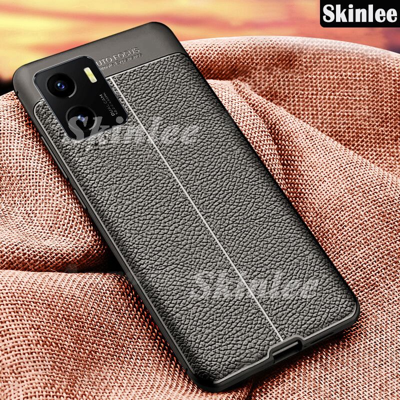 Phone Case for VIVO Y15A Cover Silicone Litchi Pattern PU Leather Shockproof Cases for VIVO Y15A Back Cover