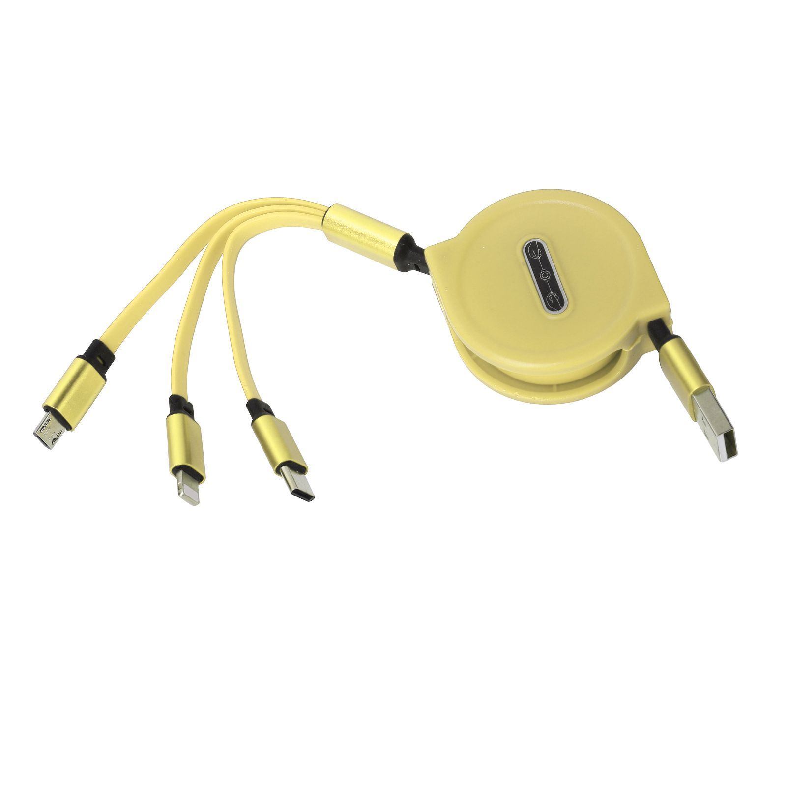 Qimeng La 3 in 1 Multi Retractable Charger Cable 3A with Type‑C/for IOS/Micro USB Connector 1.1M