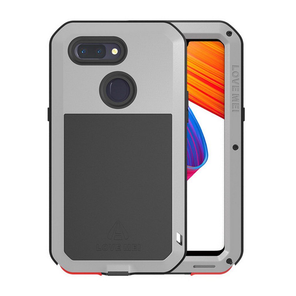 Love Mei Metal Case Shockproof Gorilla Glass For Oppo R11 Plus R11S R9 R15 Sliver Oppo R15