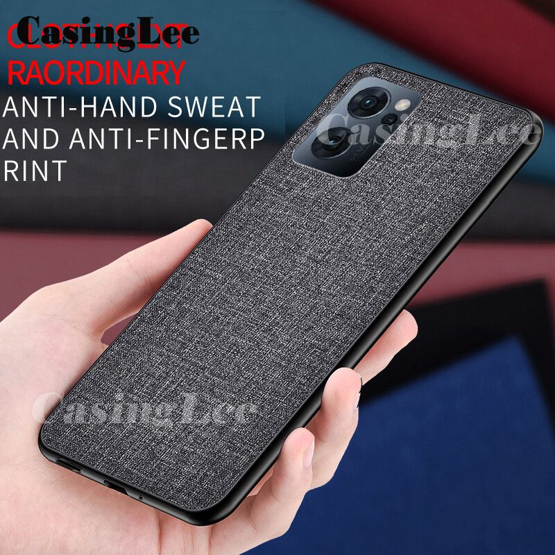 Casinglee For OPPO Reno 7 Mini Linen Phone Case Hard Cloth Back Cover With Soft Frame Anti-knock Cases For OPPO Reno7 For girls and Boys