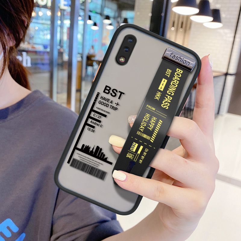 UCUC for Vivo Y93 Wrist Strap Case Creative Printing City Landscape Wristband Printing Cover Shockproof Frosted Phone Case