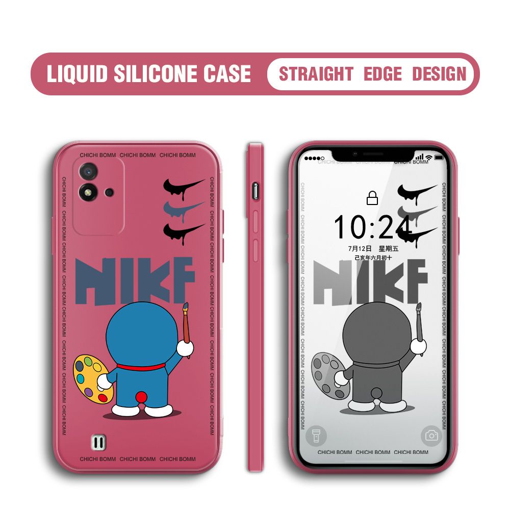 BILI for Realme Narzo 50I Back Cover Cartoon Clown Multicolor Liquid Silicone Phone Case Soft Square Lens Protection Phone Cases