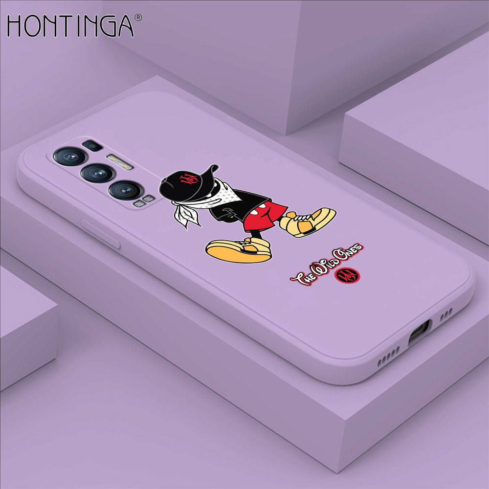 Hontinga for OPPO Reno 5 Pro Plus 5G Case Cartoon Masked Mouse Phone Case Soft Square Edge Silicone Cases Full Lens Cover Shockproof Protection Cover