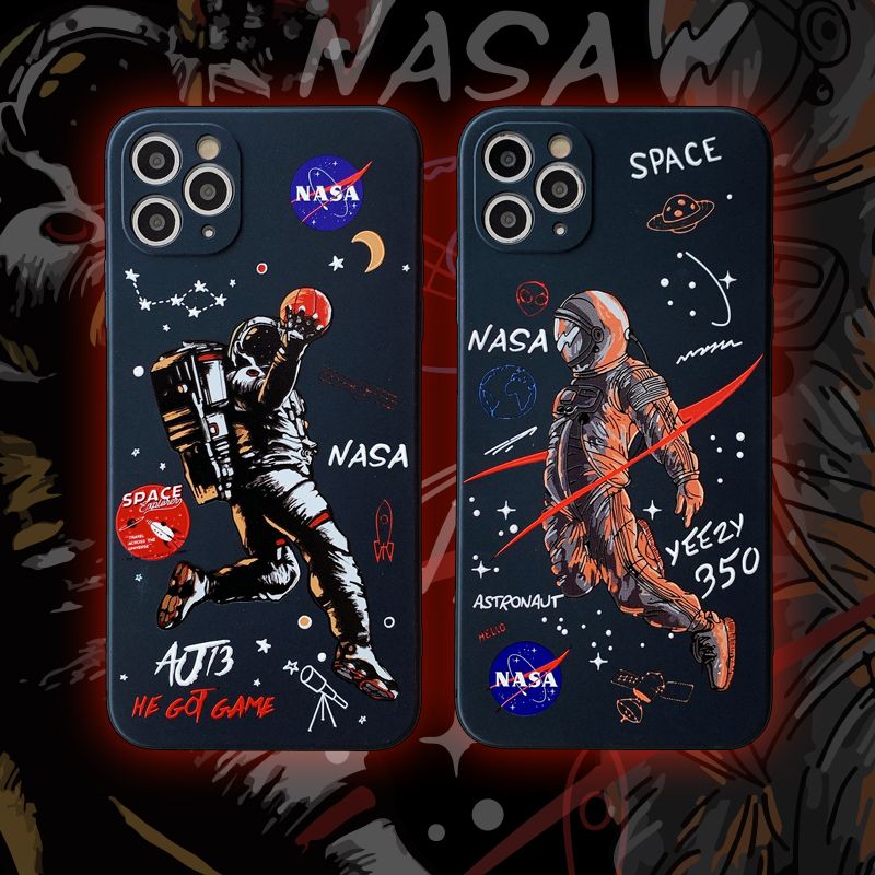 QuXis Luxury Square Silicone Case for iPhone 12 11 Pro Max Mini SE 2020 6 6S 7 8 Plus Fashion Astronaut   Soft Phone Full Cover Cases for iPhone X Xs Xr 7P 8P Cartoon Casing