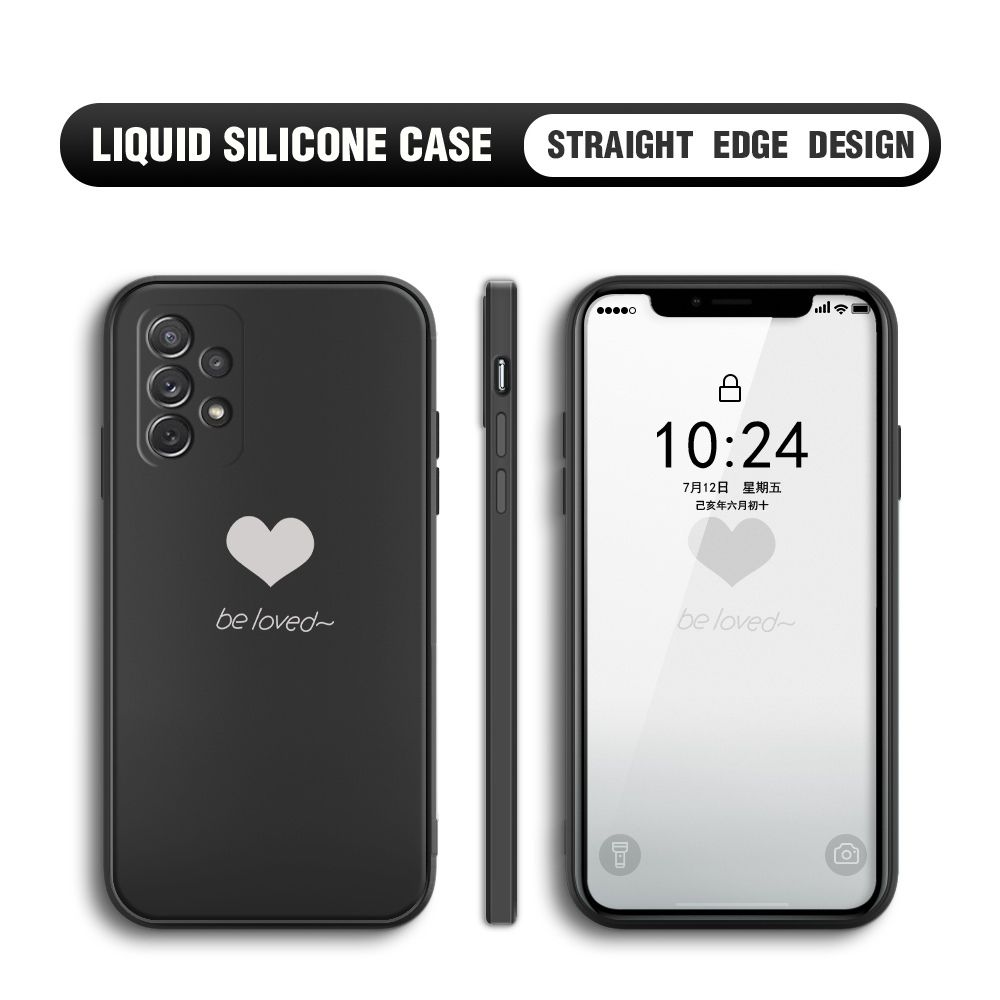 Jizetin for Samsung Galaxy A72 4G / A72 5G Back Cover Little Love Multicolor Liquid Silicone Phone Case Soft Square Lens Protection Phone Cases