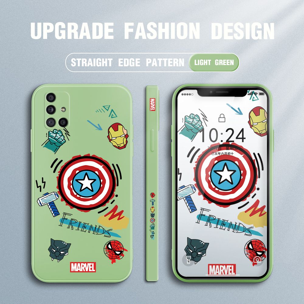 Jizetin for Samsung Galaxy A51 Back Cover Hero Props Side Design Liquid Silicone Phone Case Soft Full Camera Protect Phone Cases