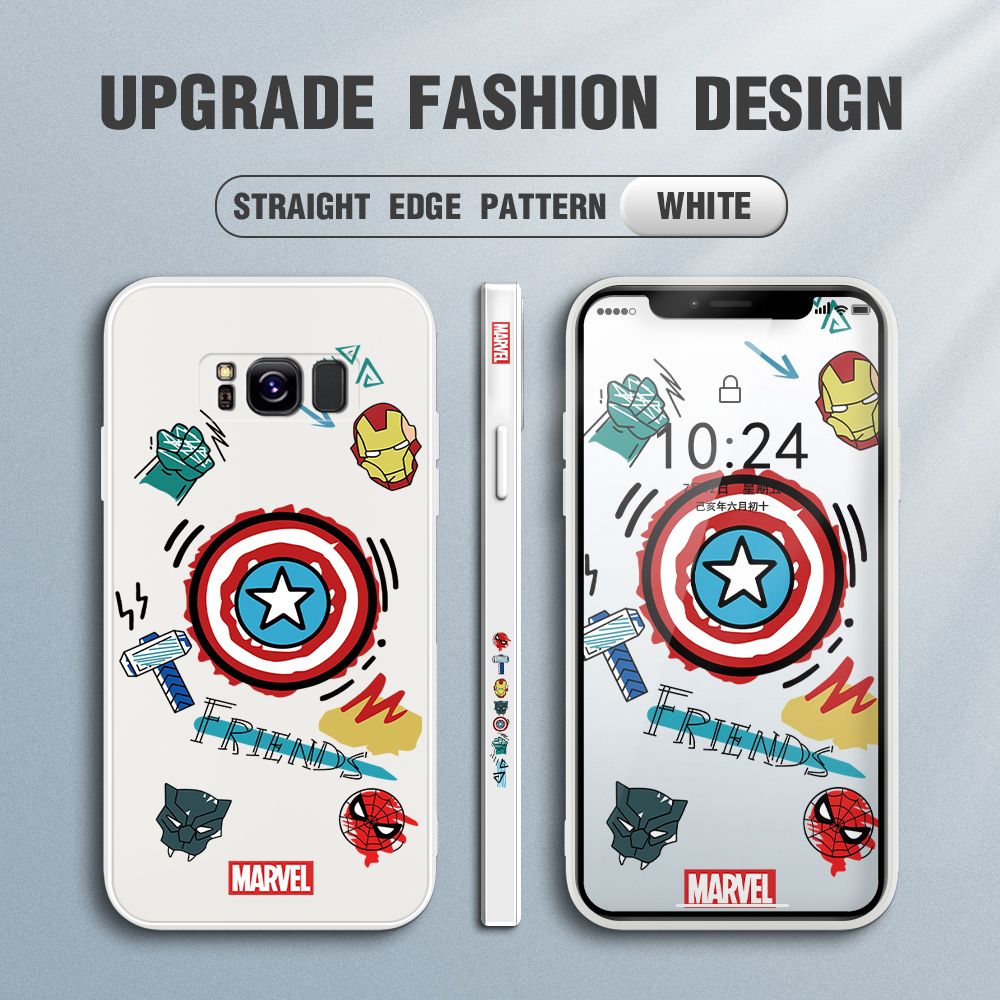 Jizetin for Samsung Galaxy S8 Back Cover Hero Props Side Design Liquid Silicone Phone Case Soft Full Camera Protect Phone Cases