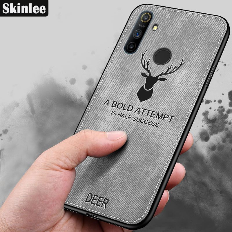 Skinlee for Realme 6i Phone Case Slim Hybrid Case with Deer Design Cloth Back Cover for Realme 6i Shell Cover