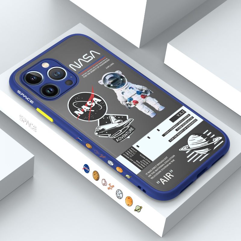 ZeroQiQi for iPhone 13 Pro Case Creative Cartoon Astronaut Side Printed Pattern Design Phone Cover Frosted Transparent Ultra Thin Protective Phone Case
