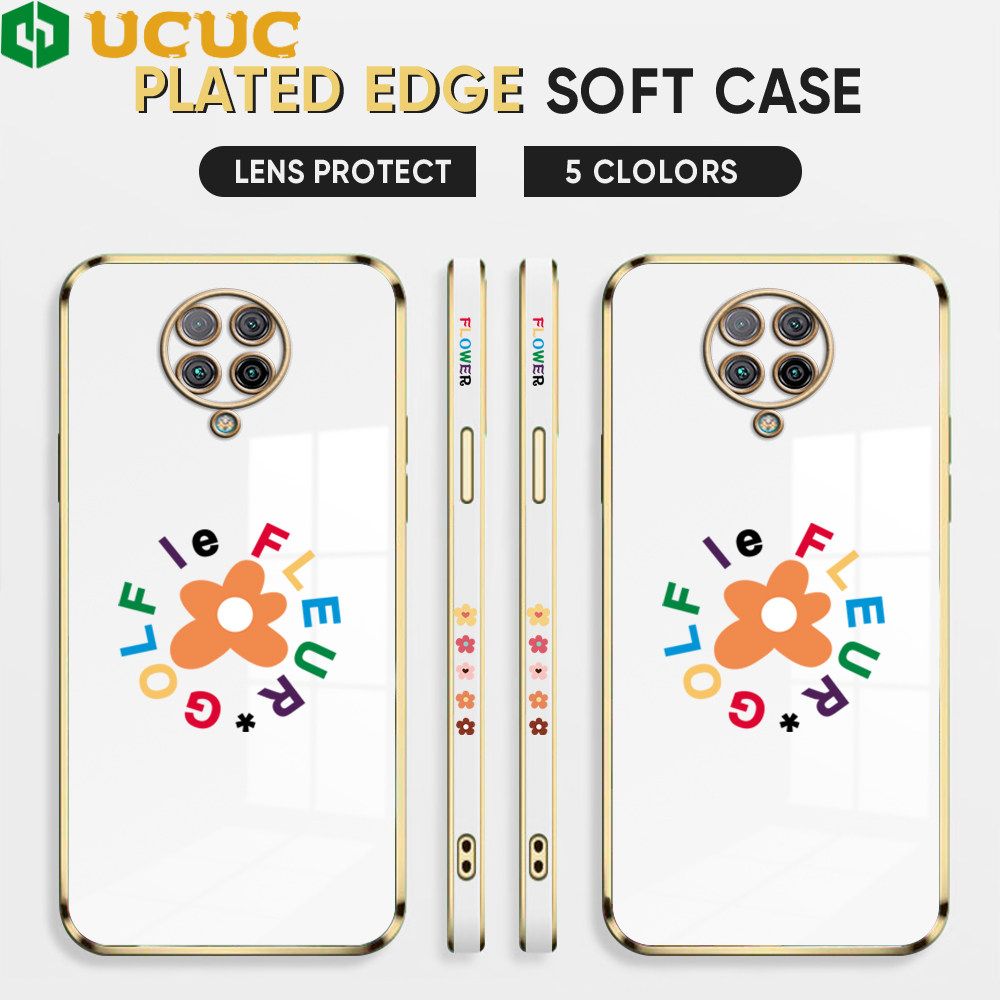 UCUC for Redmi K30 Pro / Xiaomi Poco F2 Pro / Pocophone F2 Pro / K30 Pro ZooM Back Cover + Free Lanyard Colorful Flower Luxury 6D Plating Case Side Pattern Soft Silicone Square Phone Cases
