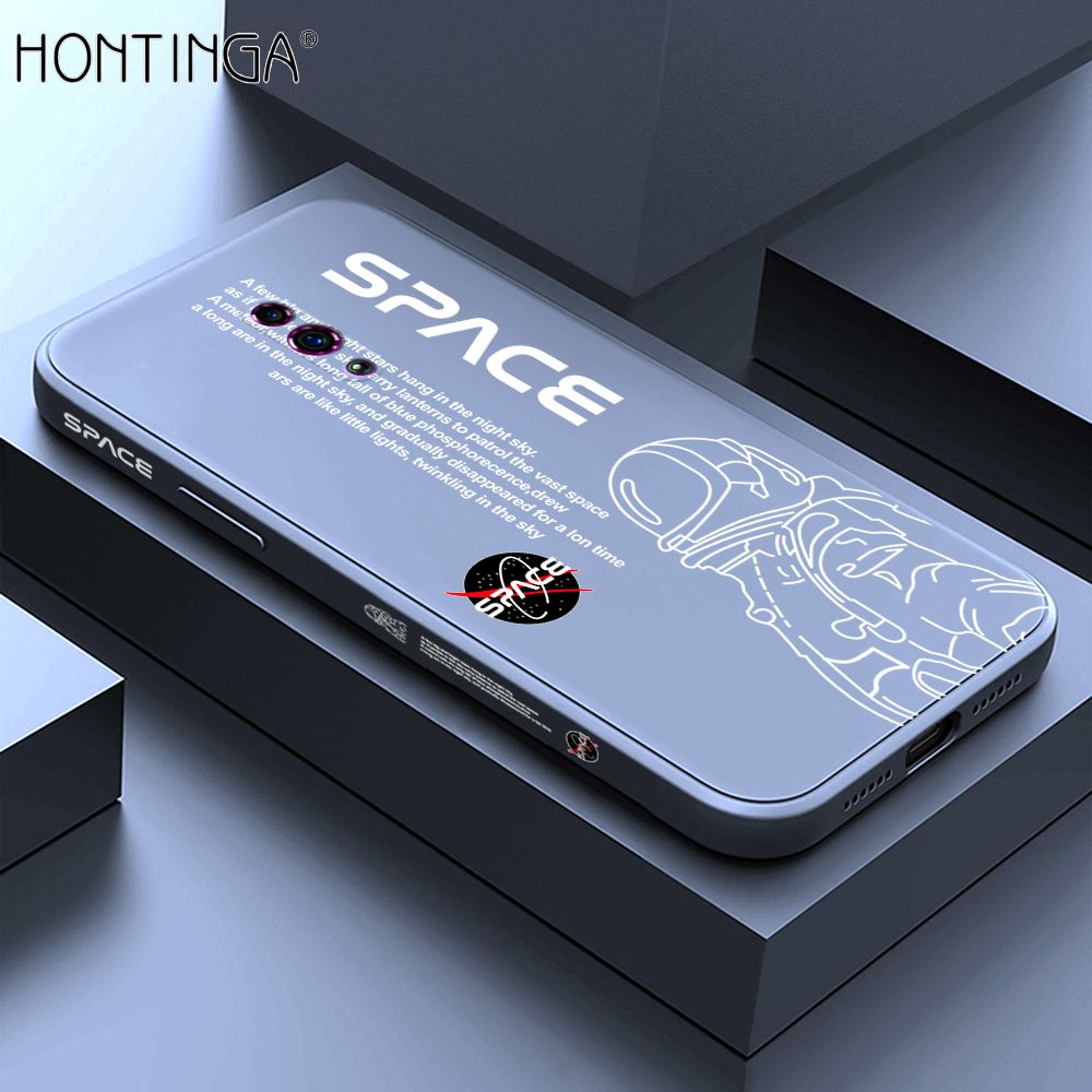 Hontinga for OPPO Reno Back Cover Cool Astronaut Pattern Case Soft Square Edge Liquid Silicone Phone Cases