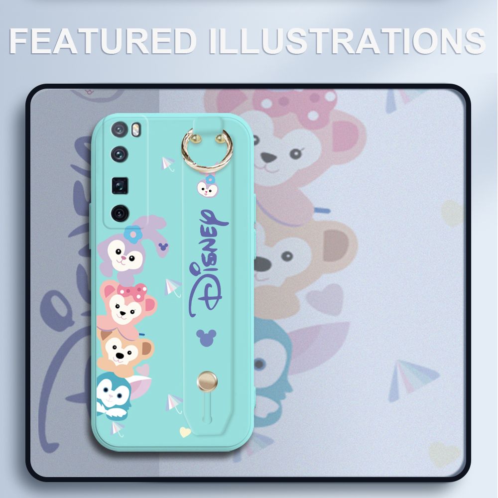 UCUC for Huawei Nova 7 Pro Wrist Strap Case Creative Cartoon Cute Bunny Cover Ultra Thin Anti Fall Liquid Silicone Phone Case
