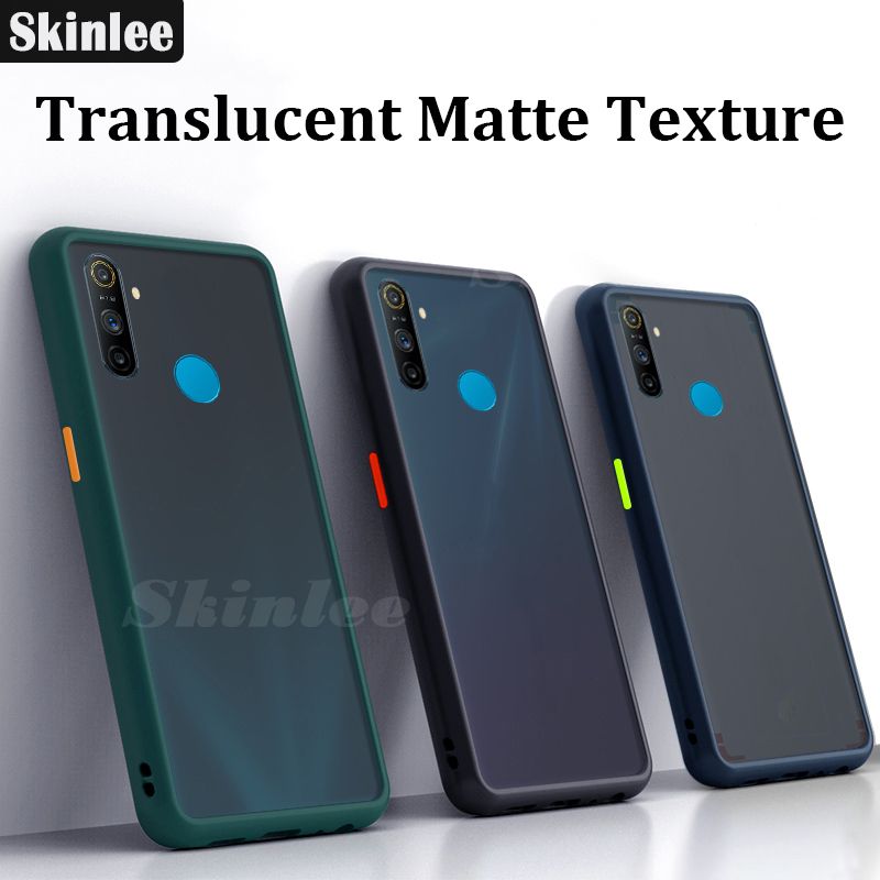 Luxury Shockproof Scrub PC Matte Phone Case For Realme 5 Transparent Soft edge Silicone Frame Hard Clear Protecive Back Cover For Realme 5 Phone Back Shell Cover