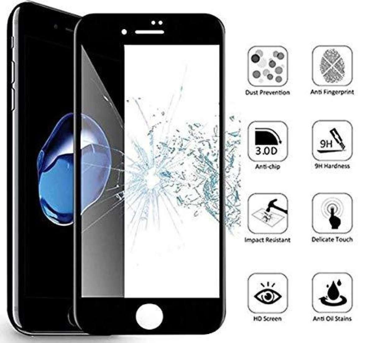 (100 % Original - Guaranteed) Apple iphone 7/8 - 5D/6D Original Tempered Glass HD Screen Protector - Black