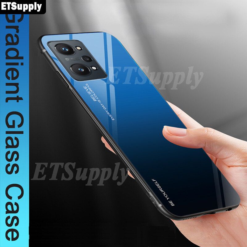 Gradient Glass Phone Case for Realme GT2 Case Tempered Glass Aurora Mirror Cover Full Coverage for Realme GT2 Cover Shell