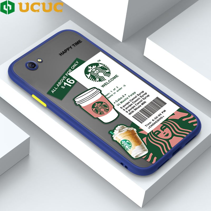UCUC for OPPO R9S Back Cover Fashion Sticker Frosted Transparent Hard Phone Case Thin Shockproof Full Cover Camera Protect Case