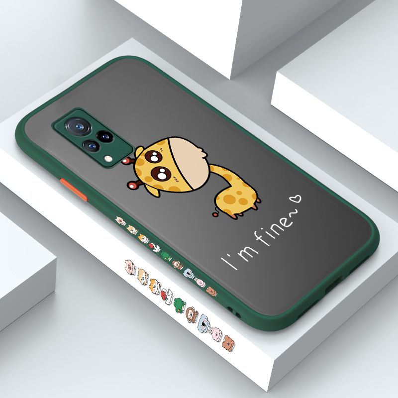 ZeroQiQi for Vivo V21 5G Case Cute Funny Giraffe Side Printing Cover Frosted Ultra Thin Protective Anti Fall Phone Case