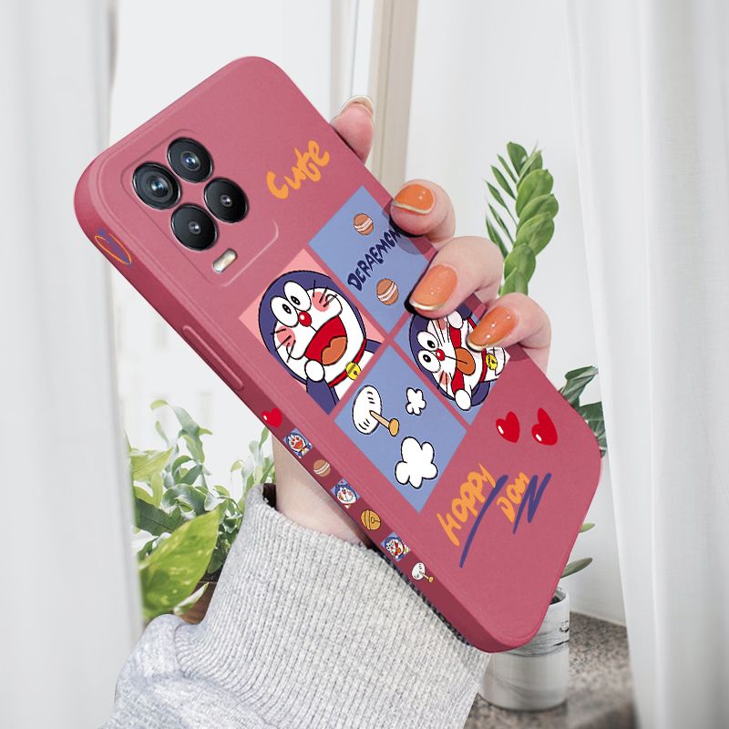 AMORVOR for Realme 8/8 Pro Back Cover Cute Happy Cartoon Side design Soft Case Multicolor Liquid Silicone Phone Cases