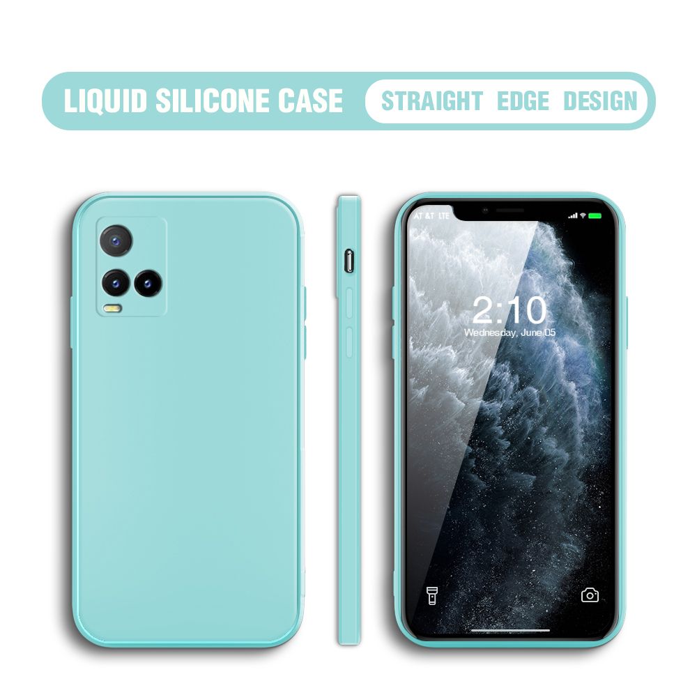 Jizetin for Vivo Y21S Case Thin Soft Luxury Square Liquid Silicone Phone Case Candy Cover
