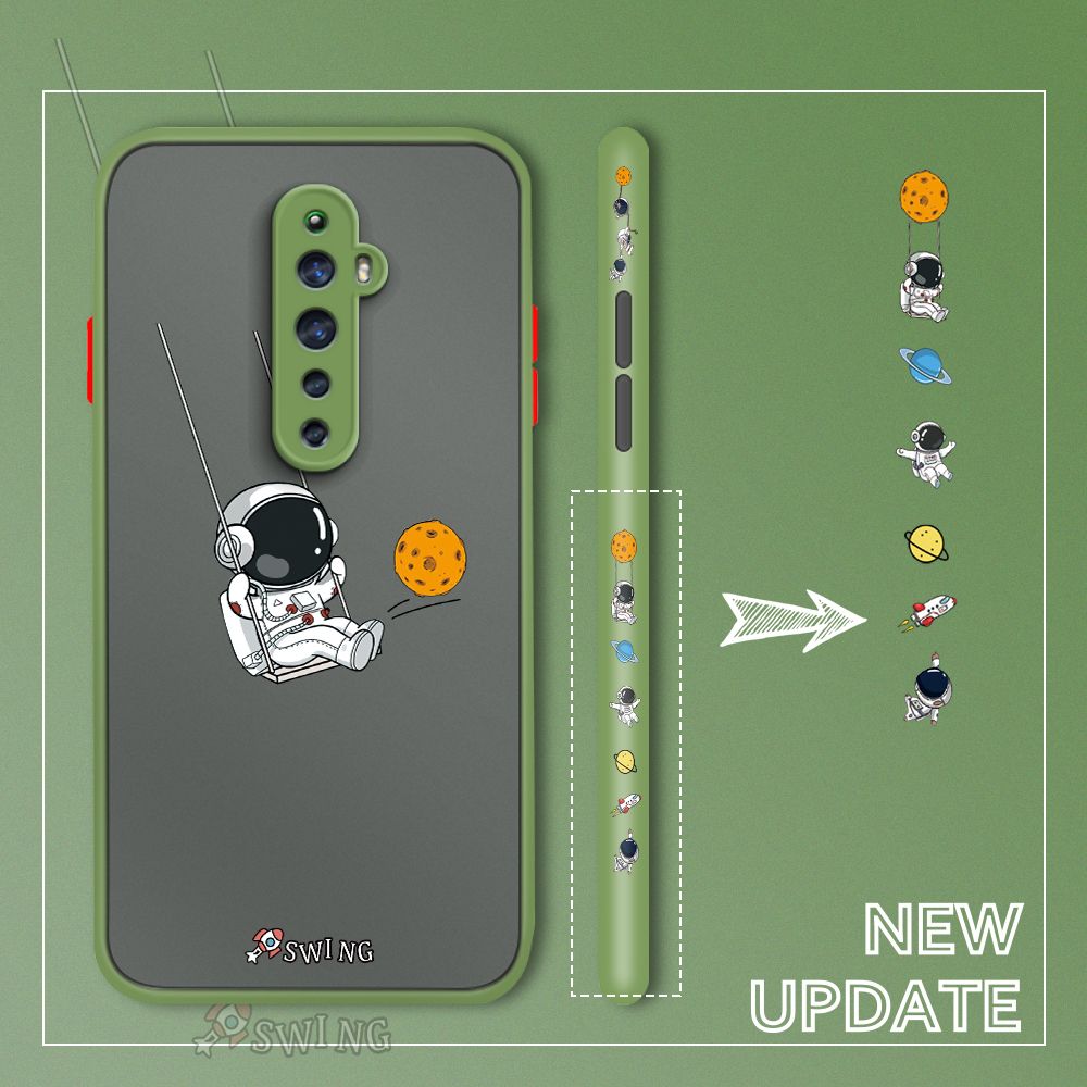 UCUC for OPPO Reno2 Z Back Cover Swing Astronaut Side Printed Design Phone Case Ultra Thin Frosted Cover Shockproof Phone Cover