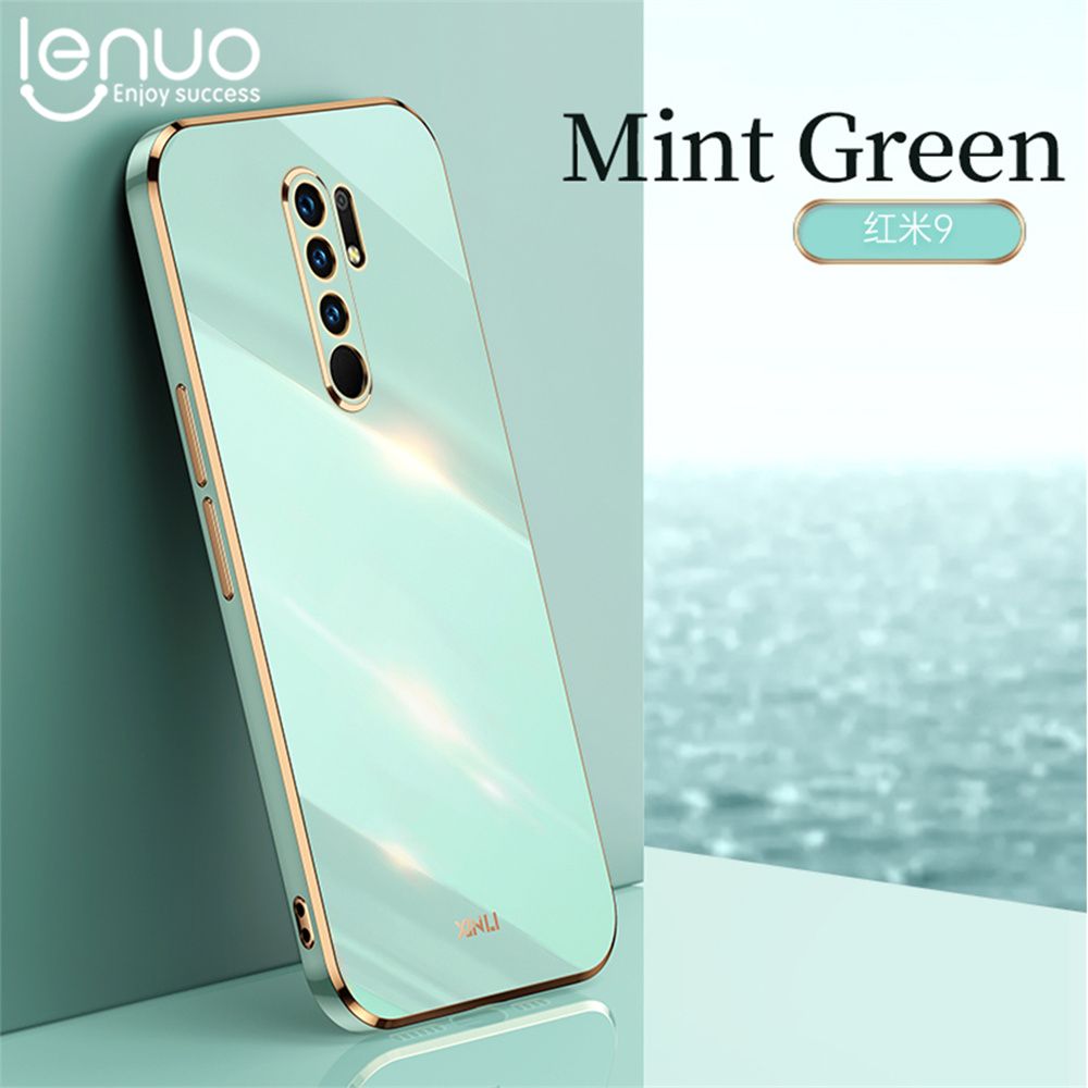 Lenuo Luxury 6D Plating Soft Casing Silicone Square Frame Phone Case For Xiaomi Redmi 9 / Poco M2 Phone Case Shiny Bling Back Cover Coque