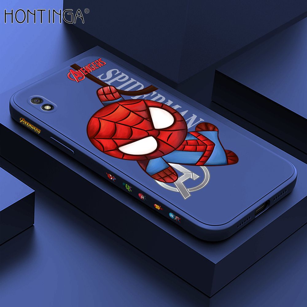 Hontinga for Redmi 9A Case Side Design Cartoon Little Spider Back Cover Soft Square Edge Pattern Liquid Silicone Trend Phone Cases