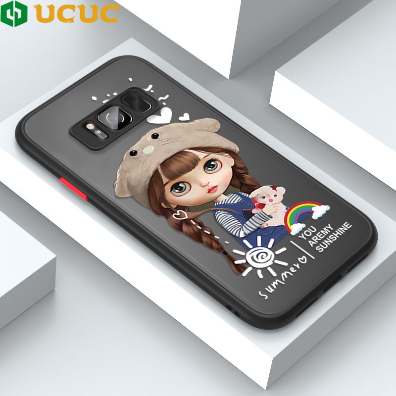 UCUC for Samsung Galaxy S8 Back Cover Rainbow Lovely Girls Frosted Transparent Hard Phone Case Thin Shockproof Full Cover Camera Protect Case