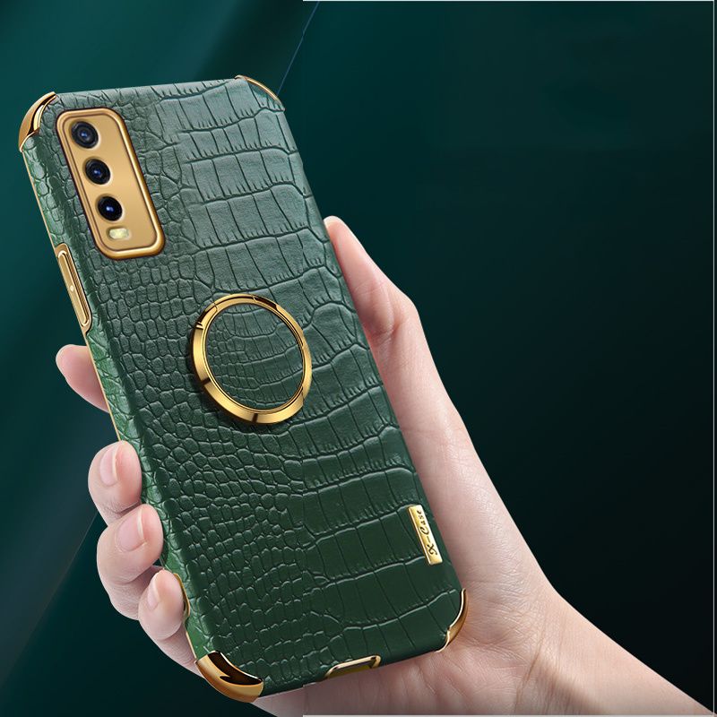 For Vivo Y20i case Crocodile Pattern Leather Back Cover cases Ring Stand Holder Cover Vivo Y20i Phone cover